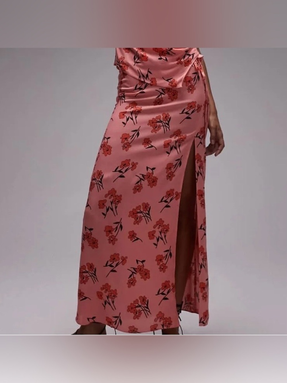 NWT TopShop Co-Ord Cherry Blossom Split Maxi Skirt Size 6